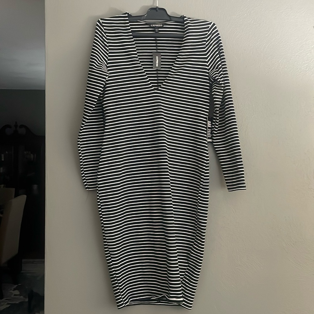 Express long sleeve v-neck dress